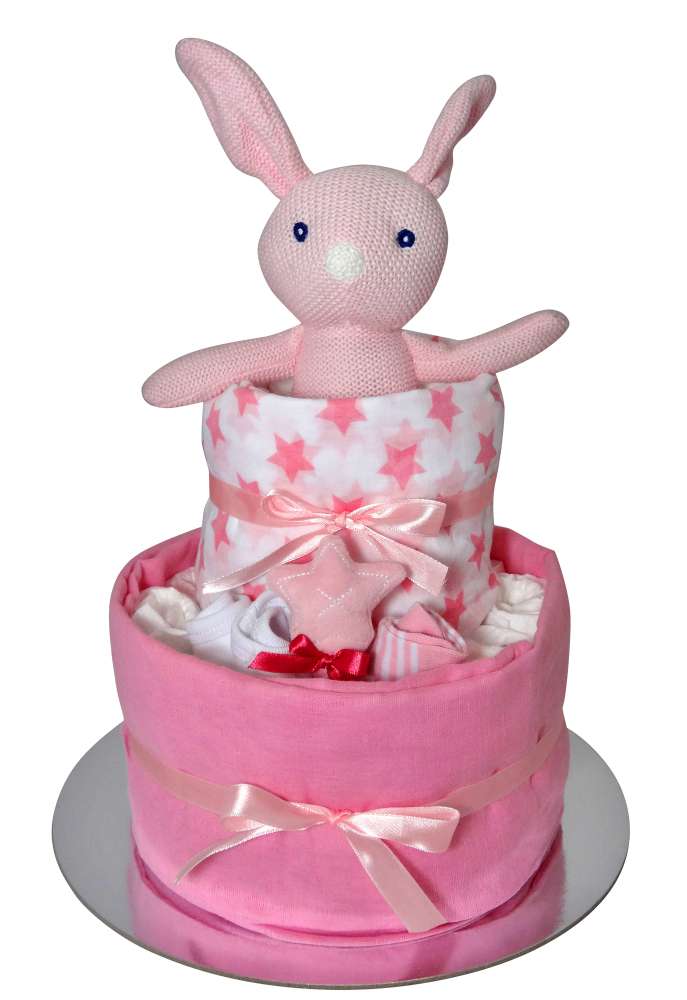 Bunny Cake  in pink, blue or greys